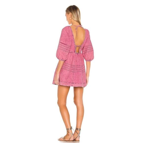 Free People Sweet Surrender Mini Dress in Acid Washed Wild Rose Color Sz (sm) - Picture 2 of 13
